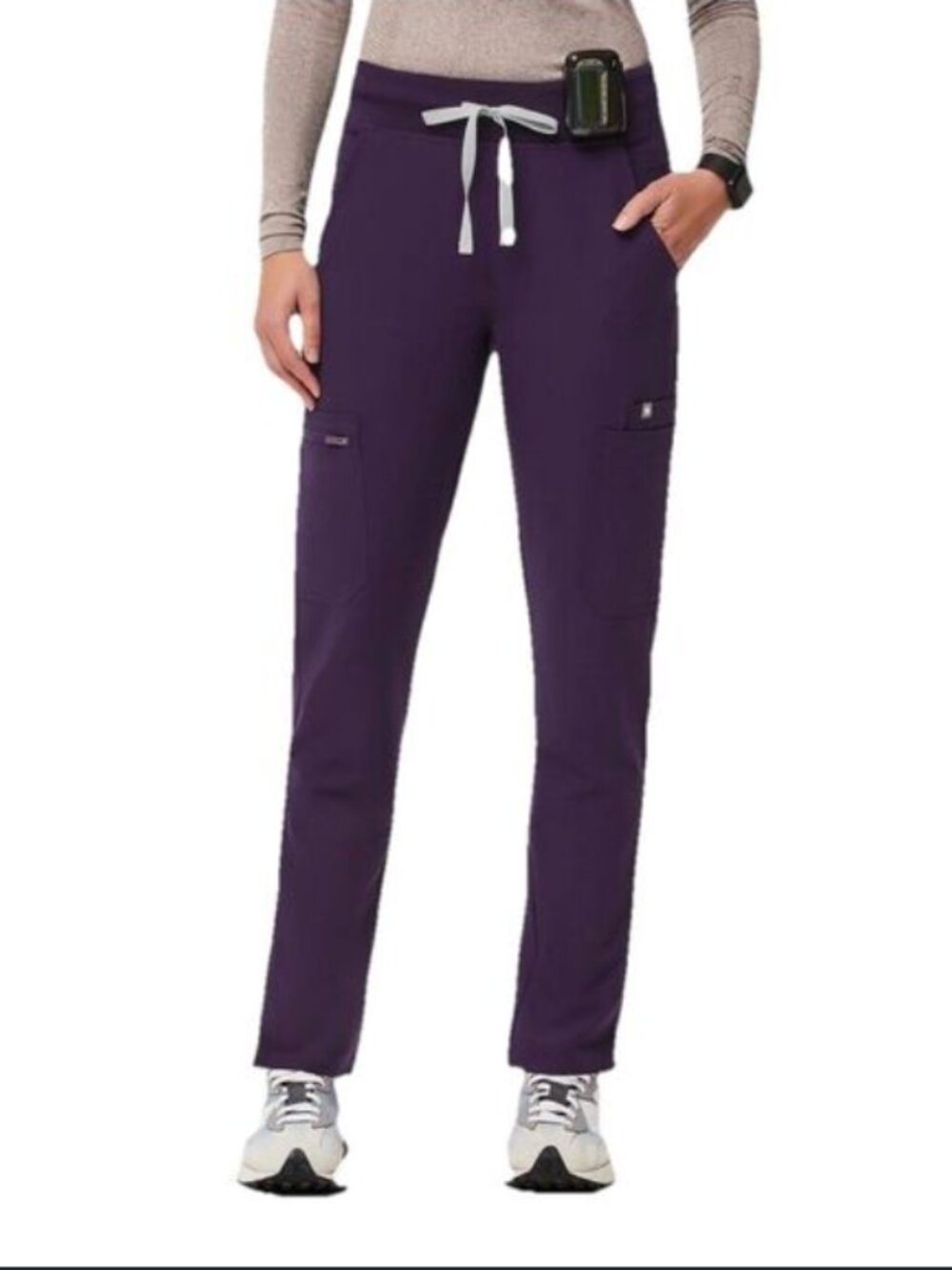 FIGS Medium High Waisted Yola Skinny Scrub Pants - Dark Purple Jam